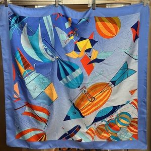 HERMES SILK SCARF - EUC; “Les Folie Du Ciel II”